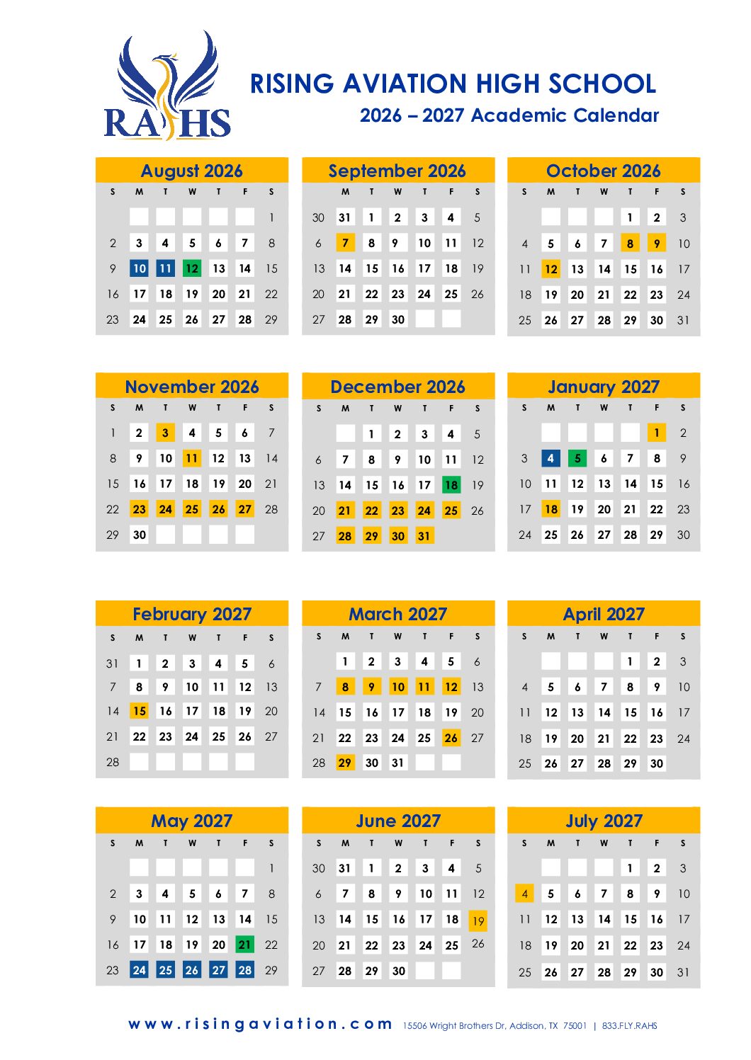 RAHS 2025-2026 Academic Calendar