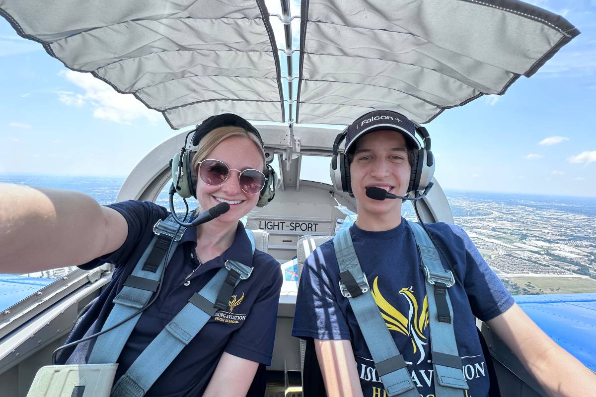 DFW CTE School DFW career and technical education students learning to fly