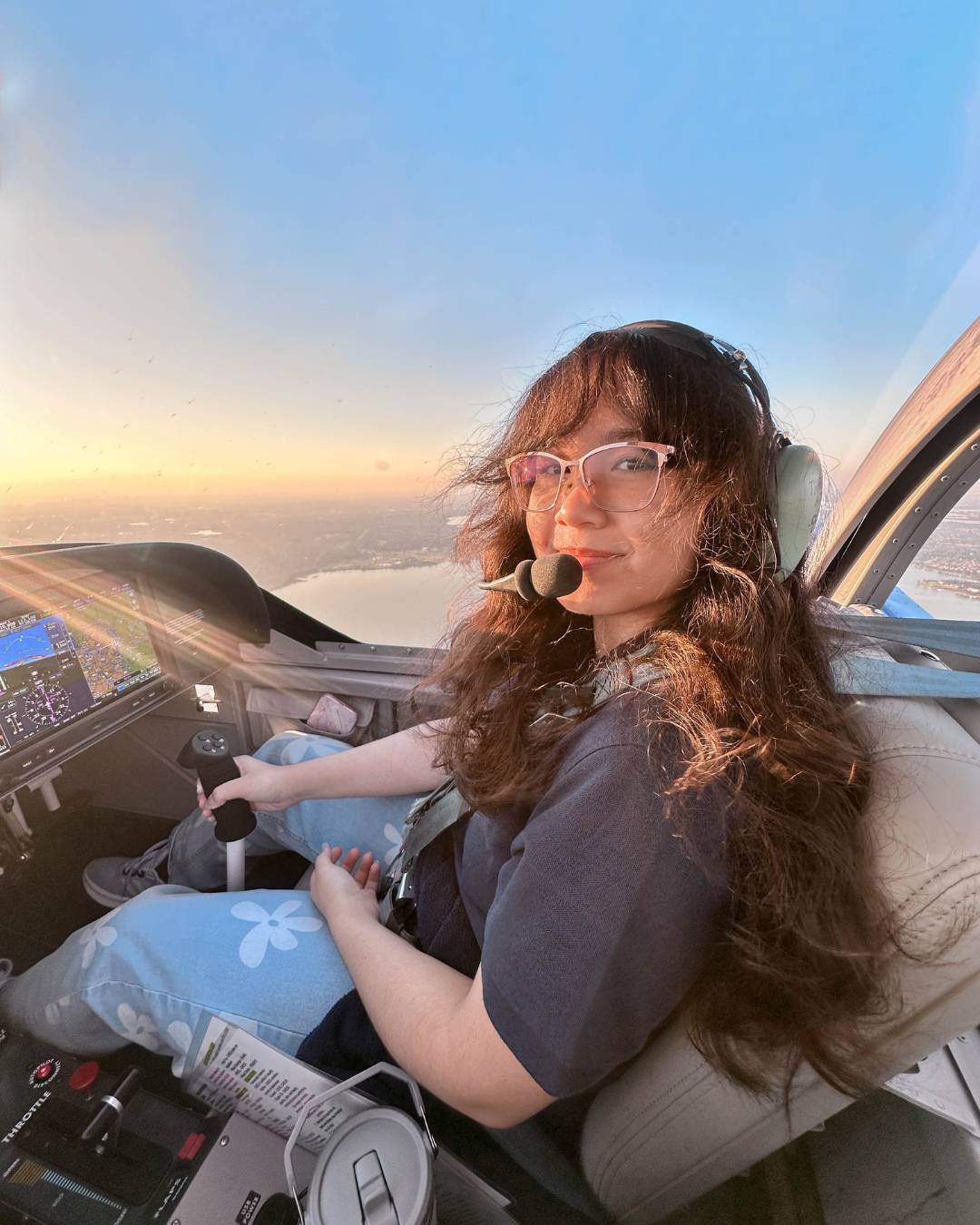 Rising aviation student flying