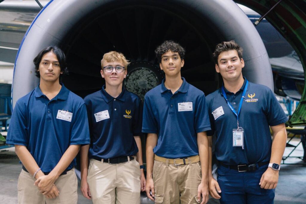 CTE Aviation students at Rising Aviation High School
